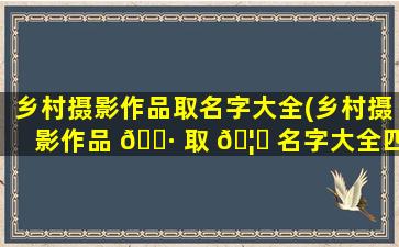 乡村摄影作品取名字大全(乡村摄影作品 🕷 取 🦉 名字大全四个字)